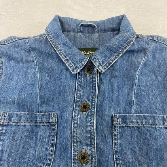 EDDIE BAUER WOMEN'S SIZE MEDIUM BUTTON UP JEAN DENIM JACKET - Picture 4 of 11